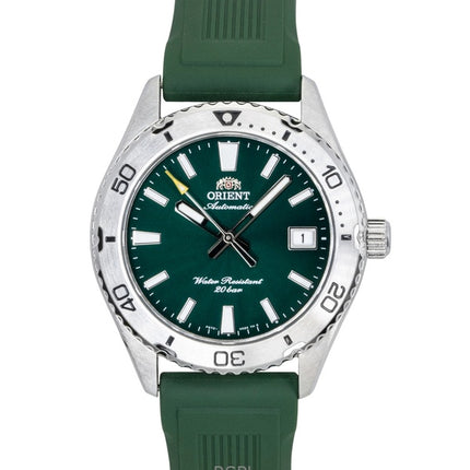 Orologio da uomo Orient Mako con cinturino in silicone e quadrante verde, automatico, subacqueo, RA-AC0Q11E 200M