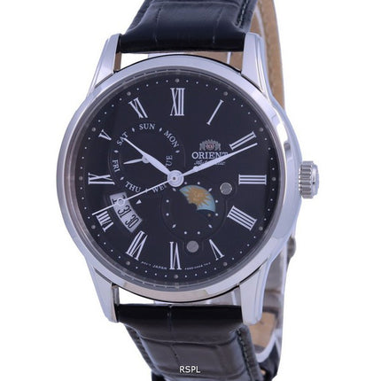 Orologio da uomo Orient Sun & Moon con quadrante nero automatico RA-AK0010B10B RA-AK0010B30B