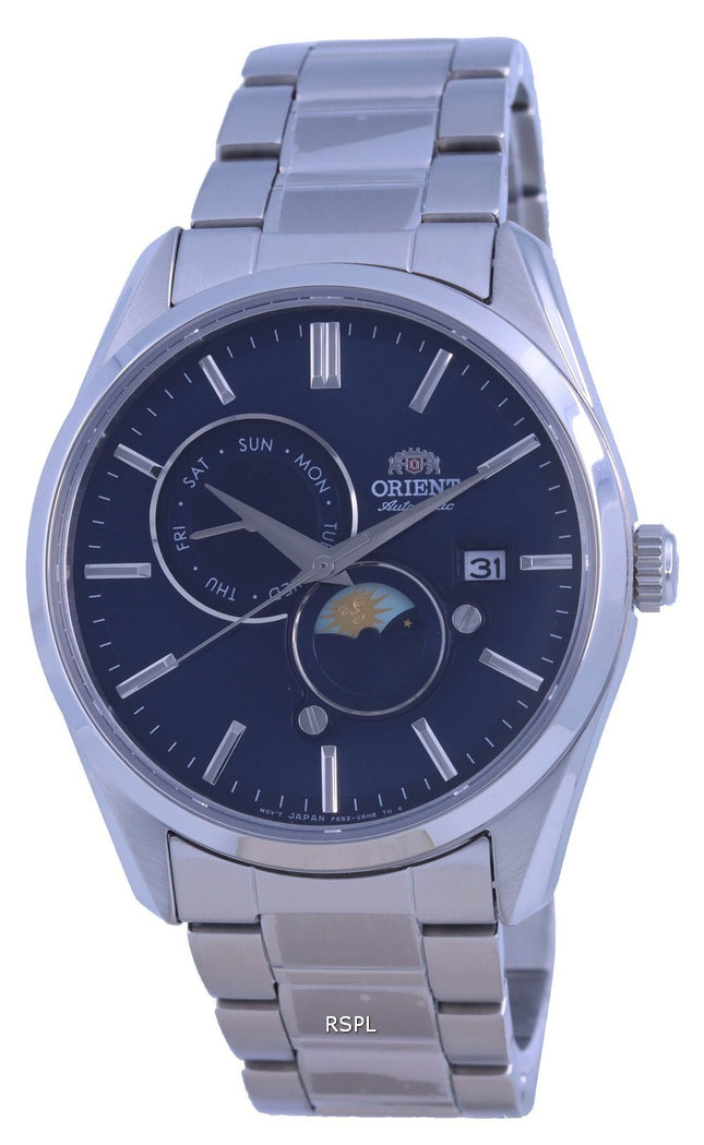 Orologio da uomo Orient Contemporary Sun & Moon quadrante blu automatico RA-AK0308L10B RA-AK0308L30B