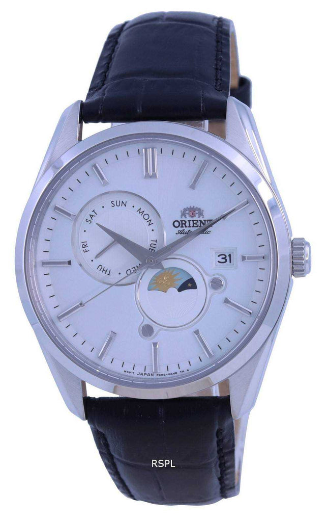 Orologio da uomo Orient Classic Sun And Moon quadrante bianco automatico RA-AK0310S10B RA-AK0310S30B