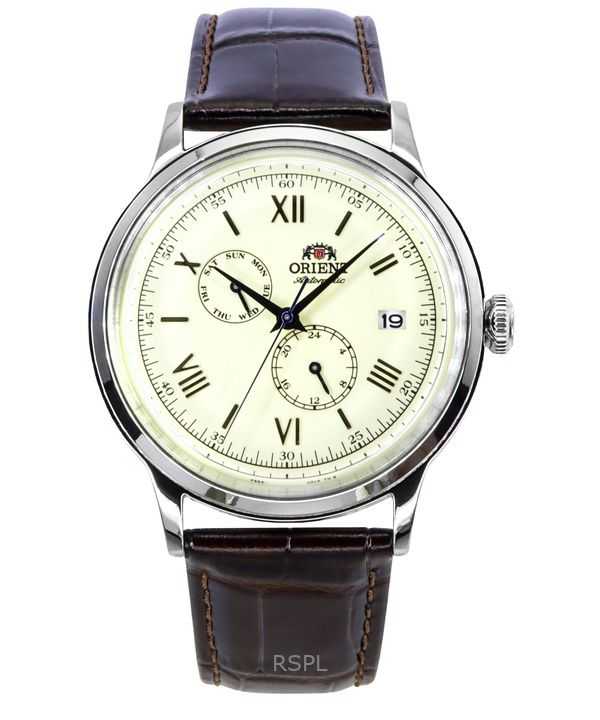Orologio da uomo Orient Classic Bambino versione 8 cinturino in pelle quadrante beige automatico RA-AK0702Y
