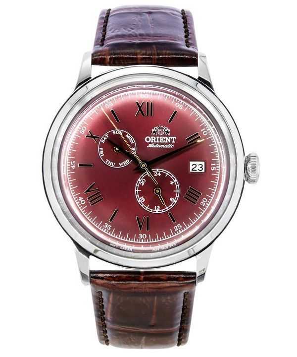 Orologio da uomo Orient Bambino GMT versione 8 cinturino in pelle quadrante rosso automatico RA-AK0705R10B RA-AK0705R30B