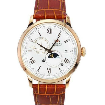 Orologio da uomo Orient Bambino versione 9 classico con cinturino in pelle, quadrante bianco, automatico, RA-AK0801S00C, con fas