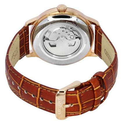 Orologio da uomo Orient Bambino versione 9 classico con cinturino in pelle, quadrante bianco, automatico, RA-AK0801S00C, con fas