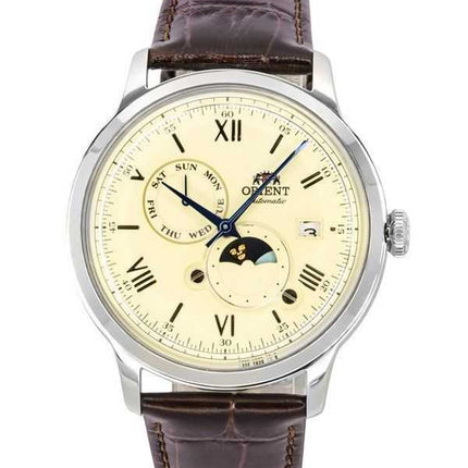 Orologio da uomo Orient Bambino versione 9 con sole e fasi lunari e quadrante champagne automatico RA-AK0803Y10B RA-AK0803Y30B
