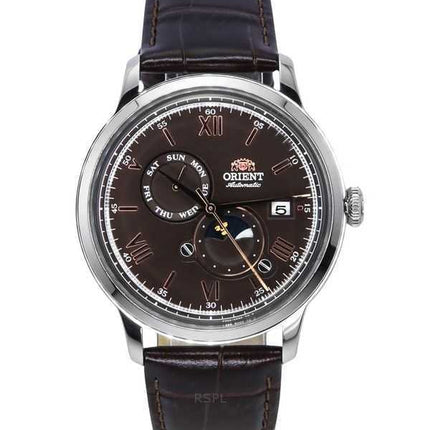 Orologio da uomo Orient Bambino versione 9 classico con cinturino in pelle, quadrante marrone, automatico, RA-AK0804Y00C, con fa
