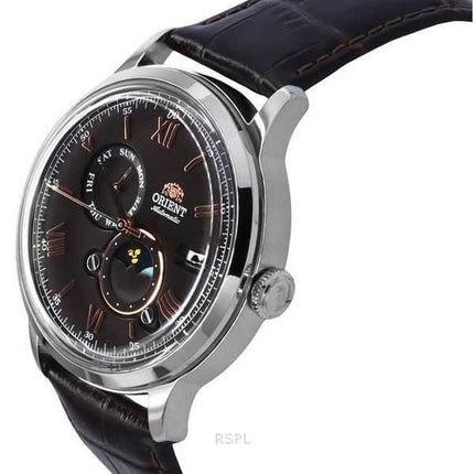 Orologio da uomo Orient Bambino versione 9 classico con cinturino in pelle, quadrante marrone, automatico, RA-AK0804Y00C, con fa