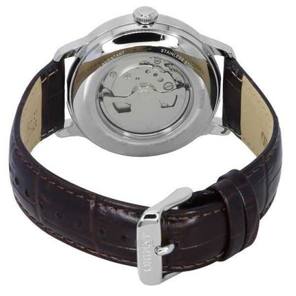 Orologio da uomo Orient Bambino versione 9 classico con cinturino in pelle, quadrante marrone, automatico, RA-AK0804Y00C, con fa