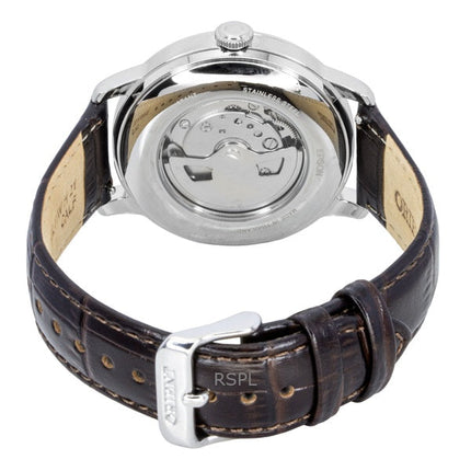 Orologio da uomo Orient Classic Sun and Moon con cinturino in pelle e quadrante verde, automatico, RA-AK0805E