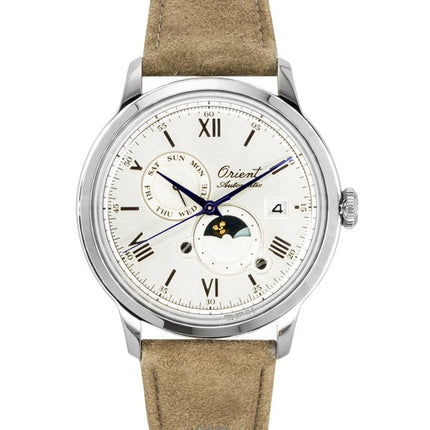 Orologio da uomo Orient Classic 75th Anniversary Limited Edition Sole e Luna con quadrante bianco automatico RA-AK0808S