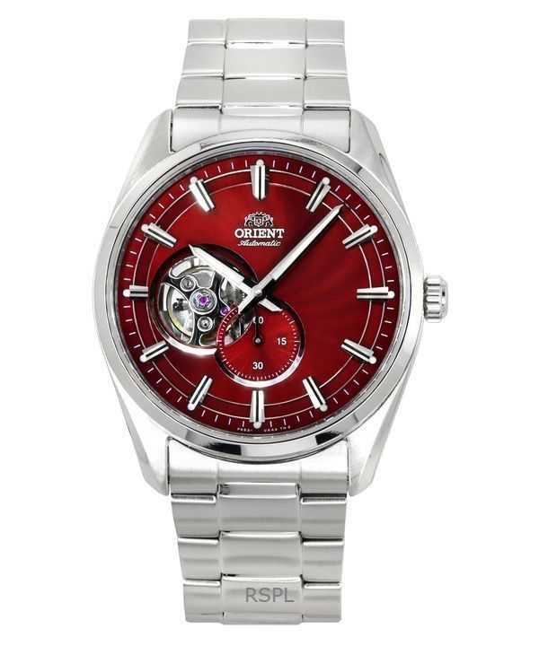Orologio da uomo Orient Classic Contemporary in acciaio inossidabile con quadrante rosso a cuore aperto automatico RA-AR0010R