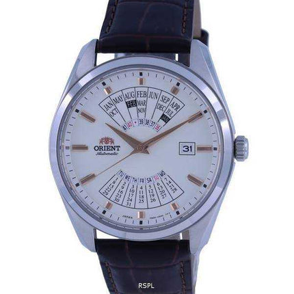 Orologio da uomo Orient Multi Year Calendar quadrante bianco in pelle automatico RA-BA0005S10B RA-BA0005S30B