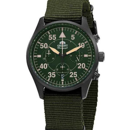Orologio da uomo Orient Sports Flight Style cronografo quadrante verde al quarzo RA-KV0501E10B