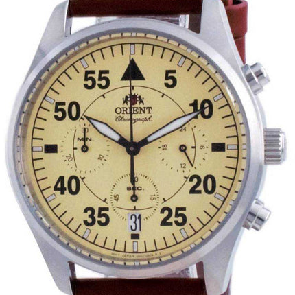 Orologio da uomo Orient Sports Flight Style cronografo quadrante beige al quarzo RA-KV0503Y10B