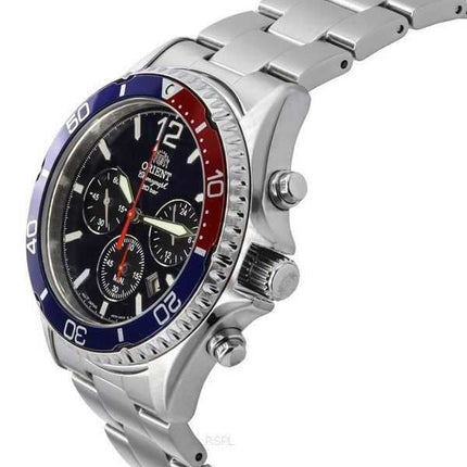 Orologio da uomo Orient Chronograph in acciaio inossidabile con quadrante nero e solare subacqueo RA-TX0201L10B 200M
