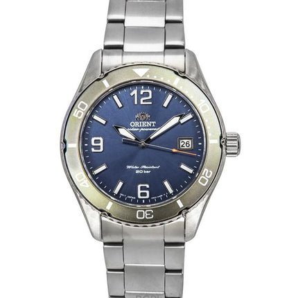 Orologio da uomo Orient Mako III in acciaio inossidabile con quadrante blu e solare subacqueo RA-WJ0002L 200M