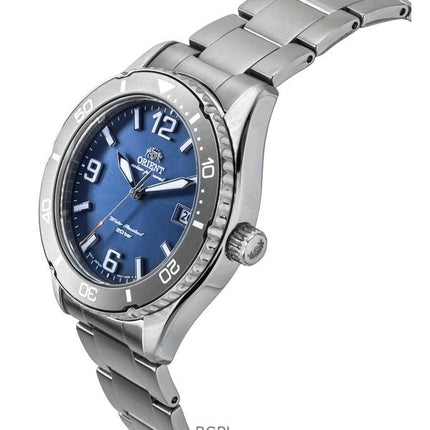 Orologio da uomo Orient Mako III in acciaio inossidabile con quadrante blu e solare subacqueo RA-WJ0002L 200M