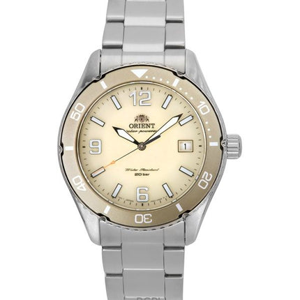 Orologio da uomo Orient Mako III in acciaio inossidabile con quadrante avorio e solare subacqueo RA-WJ0003S 200M
