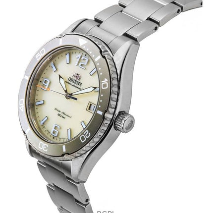 Orologio da uomo Orient Mako III in acciaio inossidabile con quadrante avorio e solare subacqueo RA-WJ0003S 200M