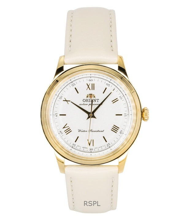 Orologio da uomo Orient Bambino con cinturino in pelle e quadrante bianco Solar RA-WK0001S