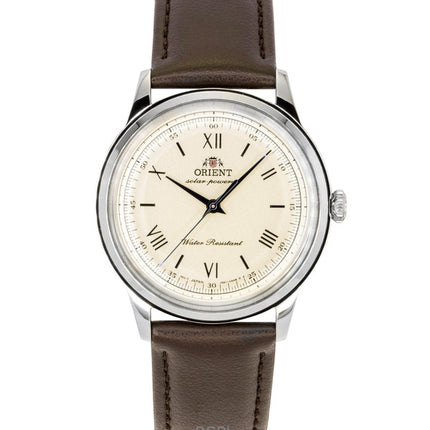 Orologio da uomo Orient Bambino con cinturino in pelle e quadrante champagne Solar RA-WK0003G