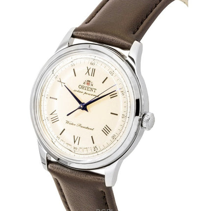 Orologio da uomo Orient Bambino con cinturino in pelle e quadrante champagne Solar RA-WK0003G