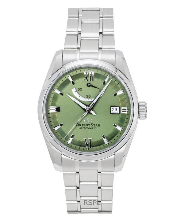 Orologio da uomo Orient Star Contemporary in acciaio inossidabile con quadrante verde automatico RE-AU0107E 100M