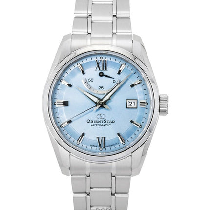 Orologio da uomo Orient Star Contemporary in acciaio inossidabile con quadrante blu ghiaccio, automatico RE-AU0109L 100M