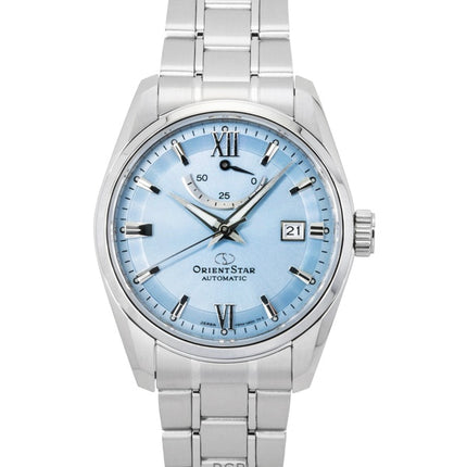Orologio da uomo Orient Star Contemporary in acciaio inossidabile con quadrante blu ghiaccio, automatico RE-AU0109L 100M