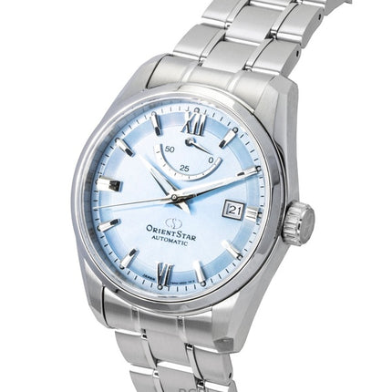 Orologio da uomo Orient Star Contemporary in acciaio inossidabile con quadrante blu ghiaccio, automatico RE-AU0109L 100M