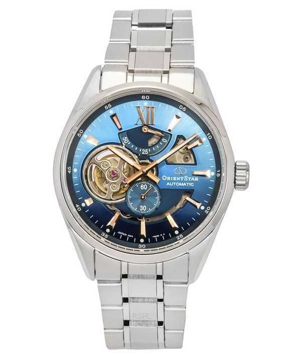 Orologio da uomo Orient Star Contemporary in edizione limitata con quadrante blu a cuore aperto automatico RE-AV0122L00B 100M co
