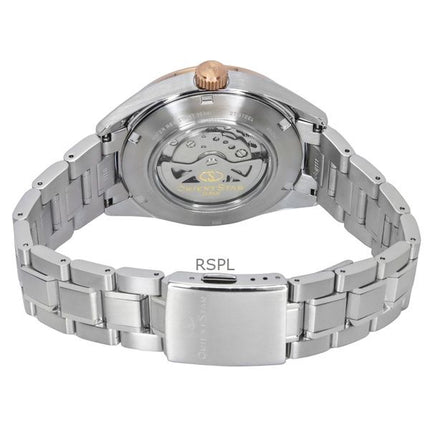 Orologio da uomo Orient Star Contemporary in acciaio inossidabile con quadrante scheletrato avorio automatico RE-AV0123G 100M