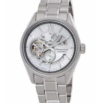 Orologio da uomo Orient Star Contemporary in acciaio inossidabile con quadrante argentato e scheletro automatico RE-AV0125S00B 1