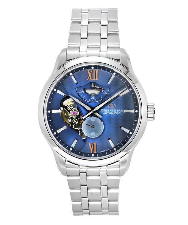 Orologio da uomo Orient Star Contemporary in acciaio inossidabile con quadrante blu automatico RE-AV0B08L00B 100M