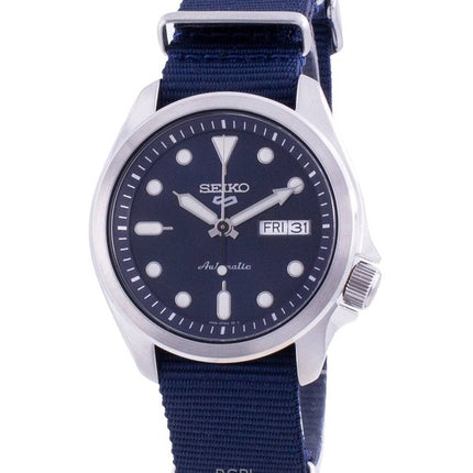 Orologio da uomo Seiko 5 Sports ricondizionato con cinturino in nylon e quadrante blu, automatico SRPE63K1, 100 m