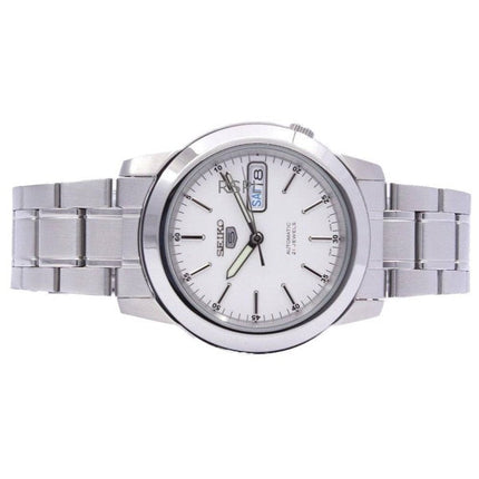 Orologio da uomo Seiko 5 ricondizionato con quadrante bianco automatico a 21 rubini SNKE49K1