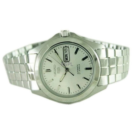 Orologio da uomo Seiko 5 ricondizionato con quadrante argento automatico 21 rubini SNKK87K1