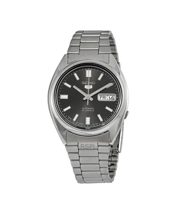 Orologio da uomo Seiko 5 ricondizionato con quadrante nero automatico, prodotto in Giappone, SNXS79J1