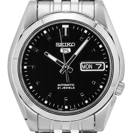 Orologio da uomo Seiko 5 ricondizionato con quadrante nero automatico 21 gioielli SNK361K1