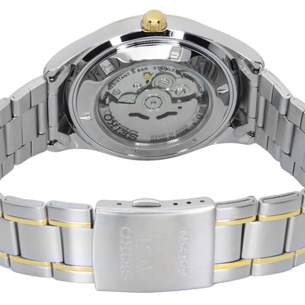 Orologio da uomo Seiko 5 ricondizionato, automatico, bicolore, in acciaio inossidabile, con quadrante arabo bianco, SNKP22J1