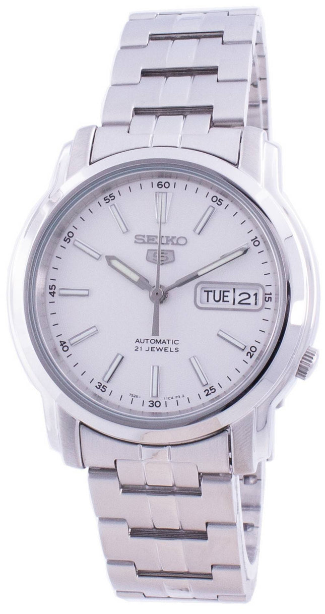 Orologio da uomo Seiko 5 automatico con quadrante bianco SNKL75K1 ricondizionato