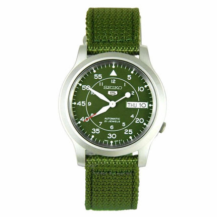 Orologio da uomo Seiko 5 ricondizionato con quadrante verde militare automatico SNK805K2