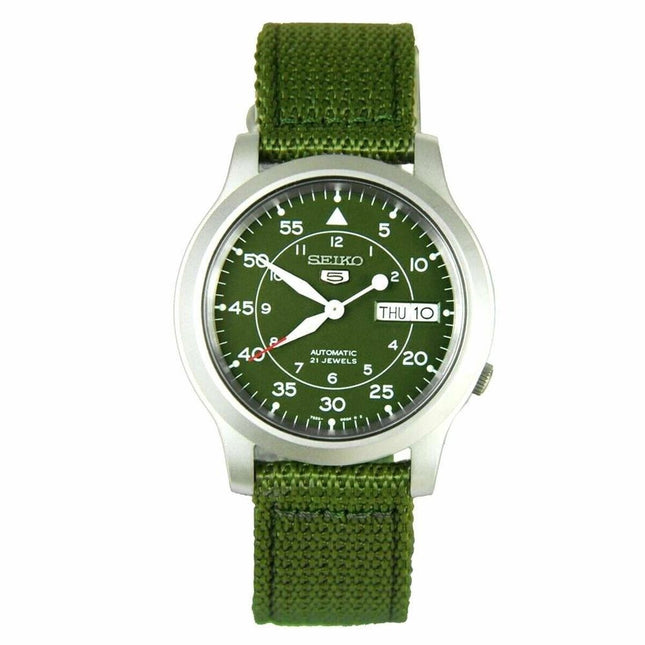 Orologio da uomo Seiko 5 ricondizionato con quadrante verde militare automatico SNK805K2