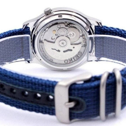Orologio da uomo Seiko 5 ricondizionato con quadrante blu militare automatico SNK807K2