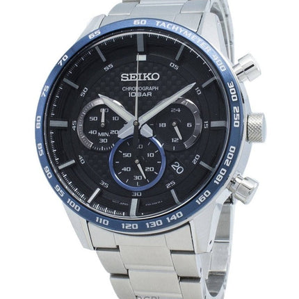 Orologio da uomo Seiko Cronografo al quarzo con quadrante nero ricondizionato SSB357P1