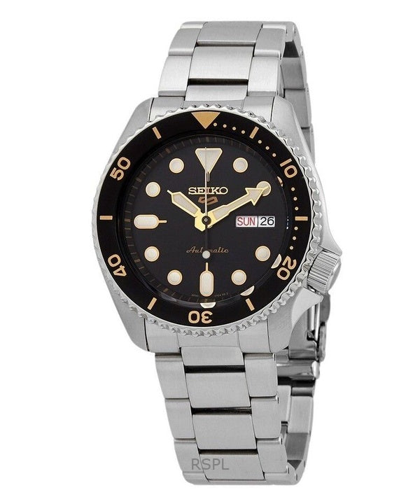 Orologio da uomo Seiko 5 Sports ricondizionato con quadrante nero automatico SRPD57K1 100M
