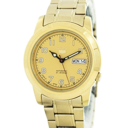 Orologio da uomo Seiko 5 ricondizionato con quadrante in oro, automatico, 21 rubini, SNKK38J1
