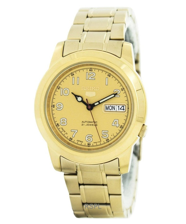 Orologio da uomo Seiko 5 ricondizionato con quadrante in oro, automatico, 21 rubini, SNKK38J1