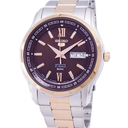 Orologio da uomo Seiko 5 Classic con quadrante marrone, ricondizionato, automatico SNKP18J1