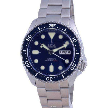 Orologio da uomo Ratio FreeDiver quadrante blu con cristallo di zaffiro in acciaio inossidabile automatico RTA102 200M